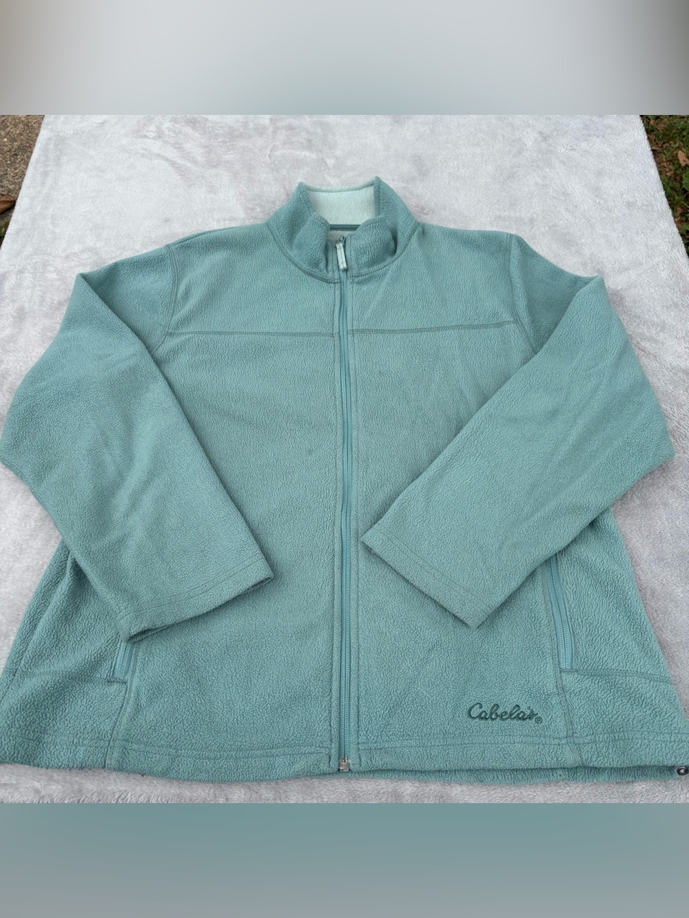 Vintage? Cabela's Teal Light Green/Blue Fuzzy Fleece Jacket Womens Size XL READ